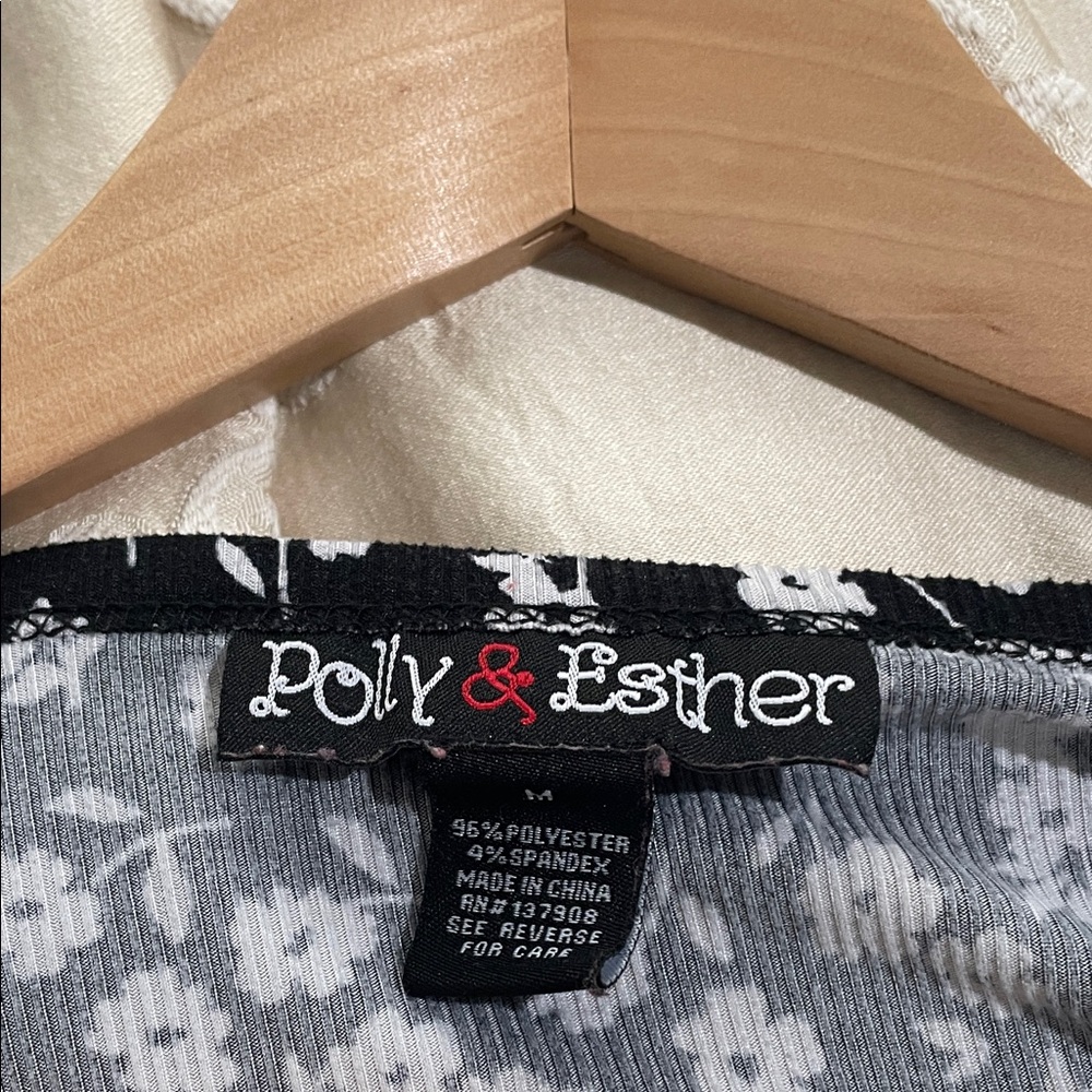 Polly & Esther Gray and White Floral Blouse